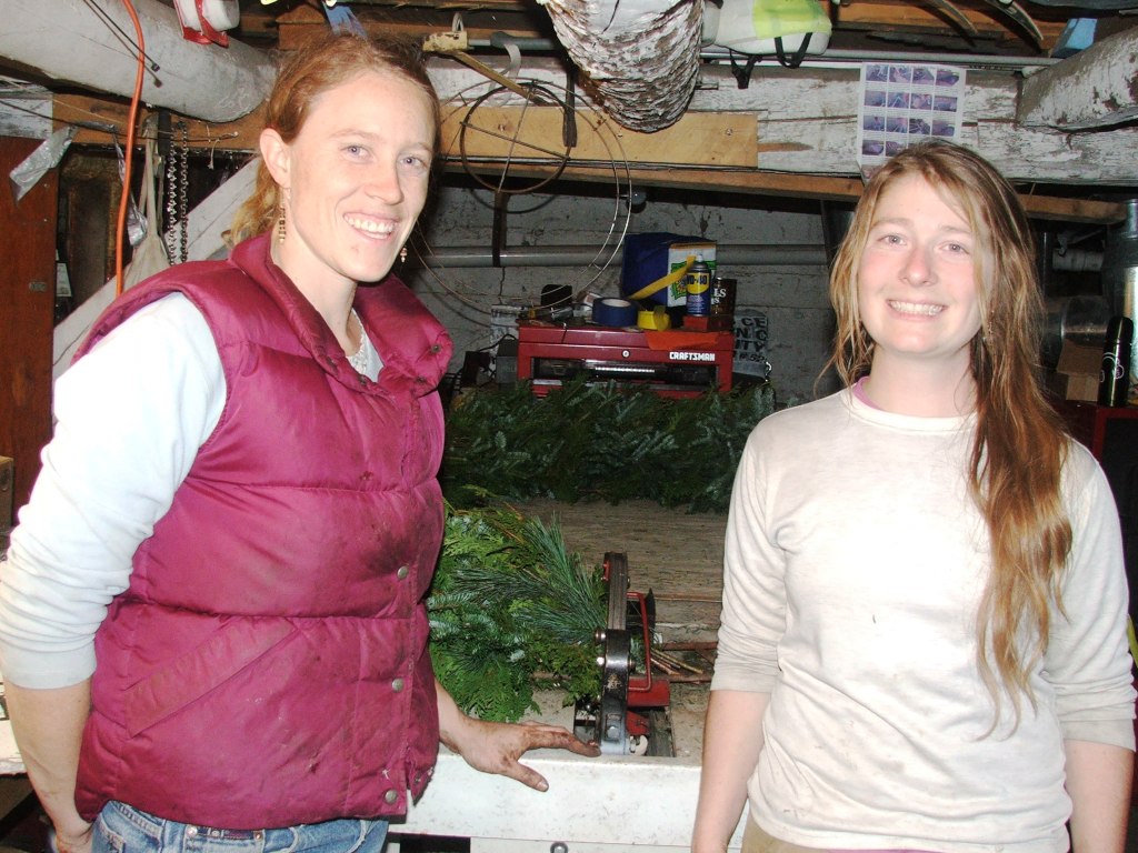 Two Vermont Wreathmakers, Sarah and Cheryl.